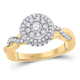 10kt Yellow Gold Round Diamond Halo Bridal Wedding Engagement Ring 3/4 Cttw