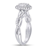 10kt White Gold Round Diamond Cluster Bridal Wedding Engagement Ring 3/4 Cttw