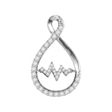 10kt White Gold Womens Round Diamond Heartbeat Moving Twinkle Pendant 1/6 Cttw