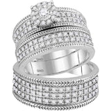 10kt White Gold His Hers Round Diamond Solitaire Matching Wedding Set /8 Cttw