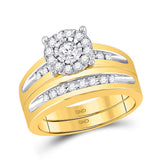 10kt Yellow Gold His Hers Round Diamond Solitaire Matching Wedding Set 5/8 Cttw