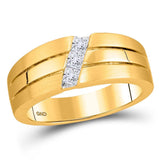 14kt Yellow Gold Mens Princess Diamond 3-stone Wedding Ring Band 1/3 Cttw