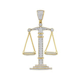10kt Yellow Gold Mens Round Diamond Scales of Justice Charm Pendant 1 Cttw