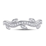10kt White Gold Womens Round Diamond Vine Floral Stackable Band Ring 1/6 Cttw