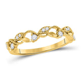 10kt Yellow Gold Womens Round Diamond Vine Stackable Band Ring 1/6 Cttw