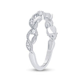 10kt White Gold Womens Round Diamond Vine Stackable Band Ring 1/6 Cttw