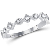 14kt White Gold Womens Round Diamond Squares Stackable Band Ring 1/10 Cttw