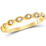 14kt Yellow Gold Womens Round Diamond Stackable Band Ring 1/10 Cttw