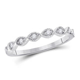 14kt White Gold Womens Round Diamond Twist Stackable Band Ring 1/10 Cttw