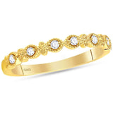 14kt Yellow Gold Womens Round Diamond Milgrain Stackable Band Ring 1/10 Cttw