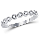 14kt White Gold Womens Round Diamond Dot Stackable Band Ring 1/10 Cttw