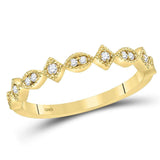 14kt Yellow Gold Womens Round Diamond Geometric Stackable Band Ring 1/8 Cttw