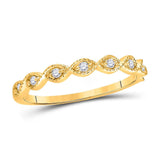 14kt Yellow Gold Womens Round Diamond Classic Stackable Band Ring 1/10 Cttw
