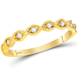 14kt Yellow Gold Womens Round Diamond Twist Stackable Band Ring 1/10 Cttw