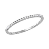 14kt White Gold Womens Round Diamond Timeless Stackable Band Ring 1/8 Cttw