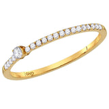 14kt Yellow Gold Womens Round Diamond Solitaire Stackable Band Ring 1/8 Cttw