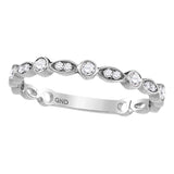 14kt White Gold Womens Round Diamond Stackable Band Ring 1/8 Cttw