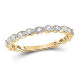 14kt Yellow Gold Womens Round Diamond Stackable Band Ring 1/8 Cttw