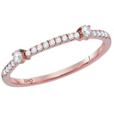 14kt Rose Gold Womens Round Diamond Stackable Band Ring 1/6 Cttw