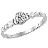 14kt White Gold Womens Round Diamond Cluster Stackable Band Ring 1/6 Cttw