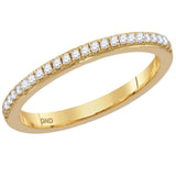 14kt Yellow Gold Womens Round Diamond Single Row Stackable Band Ring 1/8 Cttw