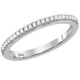 14kt White Gold Womens Round Diamond Single Row Stackable Band Ring 1/8 Cttw