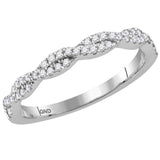 14kt White Gold Womens Round Diamond Twist Stackable Band Ring 1/4 Cttw