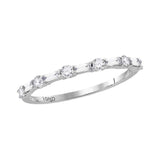 14kt White Gold Womens Baguette Diamond Modern Stackable Band Ring 3/8 Cttw