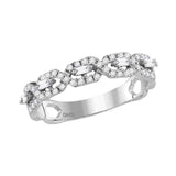 14kt White Gold Womens Round Diamond Modern Twist Stackable Band Ring 1/3 Cttw