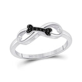 Sterling Silver Round Black Color Enhanced Diamond Bone Infinity Ring 1/20 Cttw Size