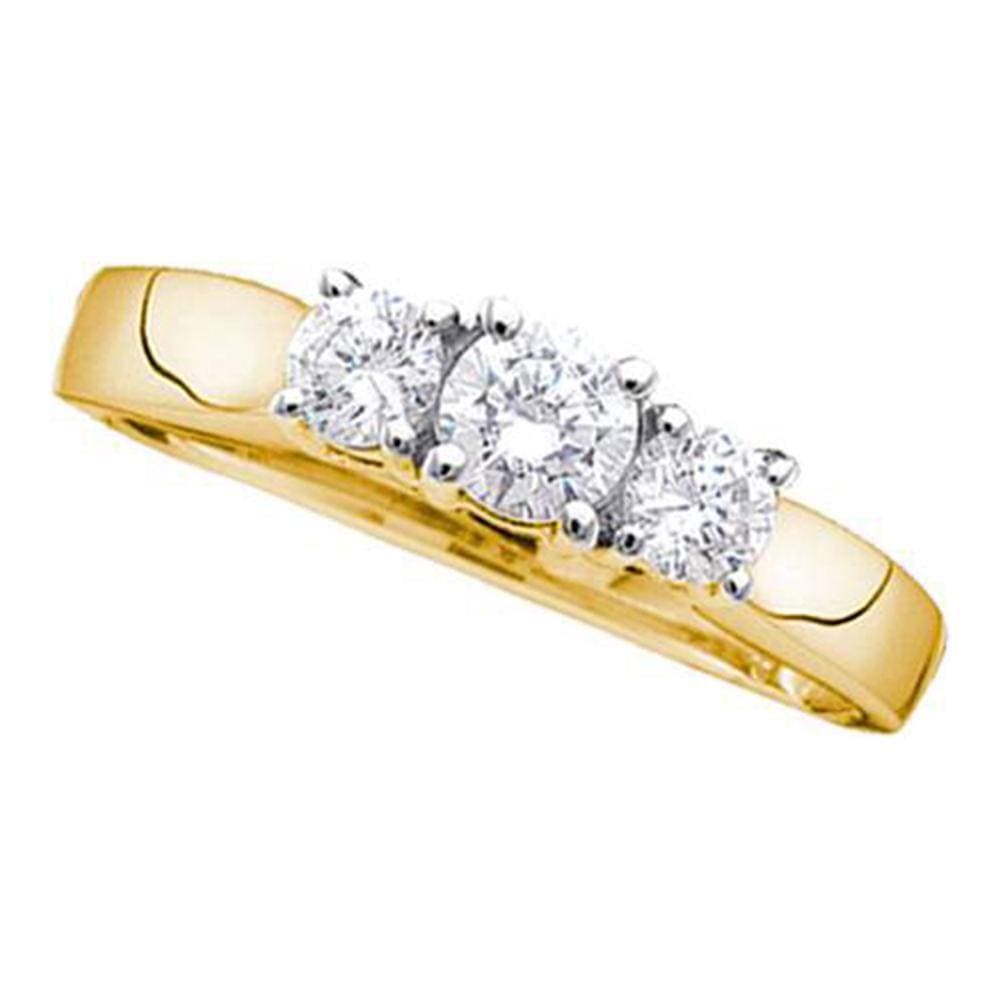 14kt Yellow Gold Round Diamond 3-stone Bridal Wedding Engagement Ring 1/4 Cttw