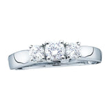 14kt White Gold Diamond 3-stone Bridal Wedding Engagement Ring 1/4 Cttw