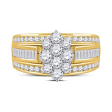 14kt Yellow Gold Womens Round Diamond Cluster Ring 1-1/2 Cttw
