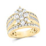 14kt Yellow Gold Womens Round Diamond Right Hand Cluster Ring 2 Cttw