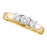 14kt Yellow Gold Round Diamond 3-stone Bridal Wedding Engagement Ring 1-1/2 Cttw