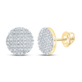 10kt Yellow Gold Mens Round Diamond Circle Earrings 1/4 Cttw