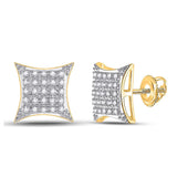10kt Yellow Gold Womens Round Diamond Square Kite Stud Earrings 1/6 Cttw