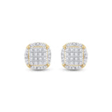 10kt Yellow Gold Mens Round Diamond Circle Cluster Earrings 1/5 Cttw