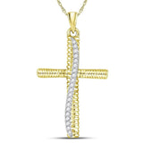 10kt Yellow Gold Mens Round Diamond Small Cross Charm Pendant 1/6 Cttw