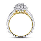 14kt Two-tone Gold Womens Round Diamond Solitaire Bridal Wedding Engagement Ring 7/8 Cttw