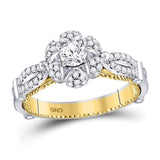 14kt Two-tone Gold Round Diamond Solitaire Bridal Wedding Engagement Ring /8 Cttw