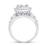 14kt White Gold Round Diamond Cluster Bridal Wedding Engagement Ring 1-/8 Cttw
