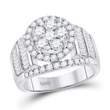 14kt White Gold Round Diamond Cluster Bridal Wedding Engagement Ring 1-/8 Cttw