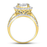 14kt Yellow Gold Round Diamond Flower Cluster Bridal Wedding Engagement Ring 1-/8 Cttw