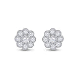 14kt White Gold Womens Round Diamond Cluster Earrings 3/4 Cttw