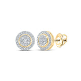 14kt Yellow Gold Womens Round Diamond Circle Cluster Earrings 1/4 Cttw