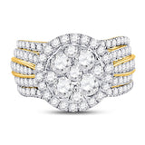 14kt Yellow Gold Round Diamond 3-Piece Bridal Wedding Ring Band Set 2-1/2 Cttw