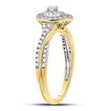 14kt Yellow Gold Round Diamond Teardrop Cluster Bridal Wedding Engagement Ring 1/4 Cttw