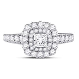 14kt White Gold Princess Diamond Solitaire Bridal Wedding Engagement Ring 1-1/5 Cttw