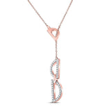 14kt Rose Gold Womens Round Diamond Geometric Fashion Necklace 1/6 Cttw